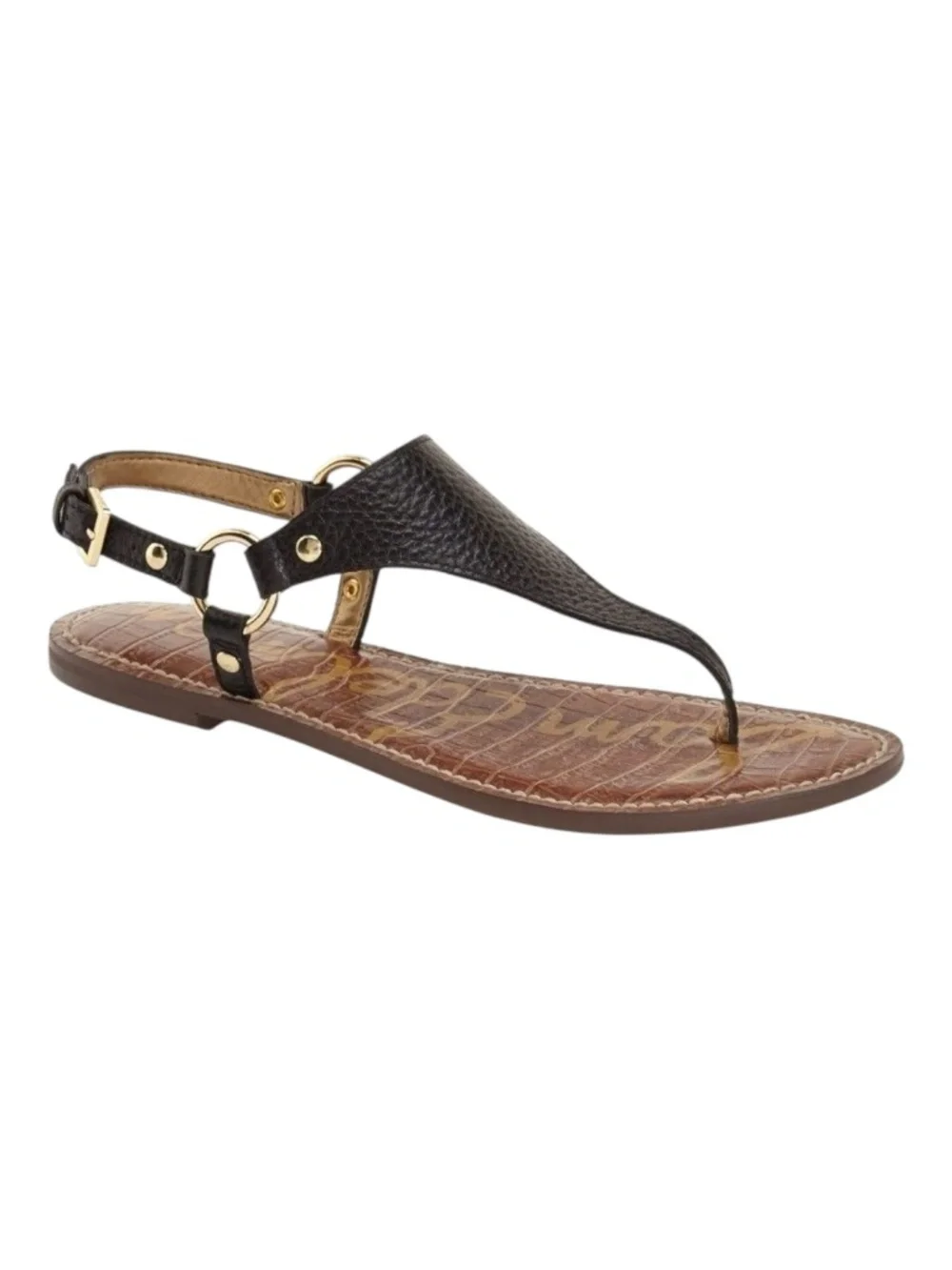 Sam Edelman Black Leather Greta Women's Sandals Size 8 - Picture 3 of 8